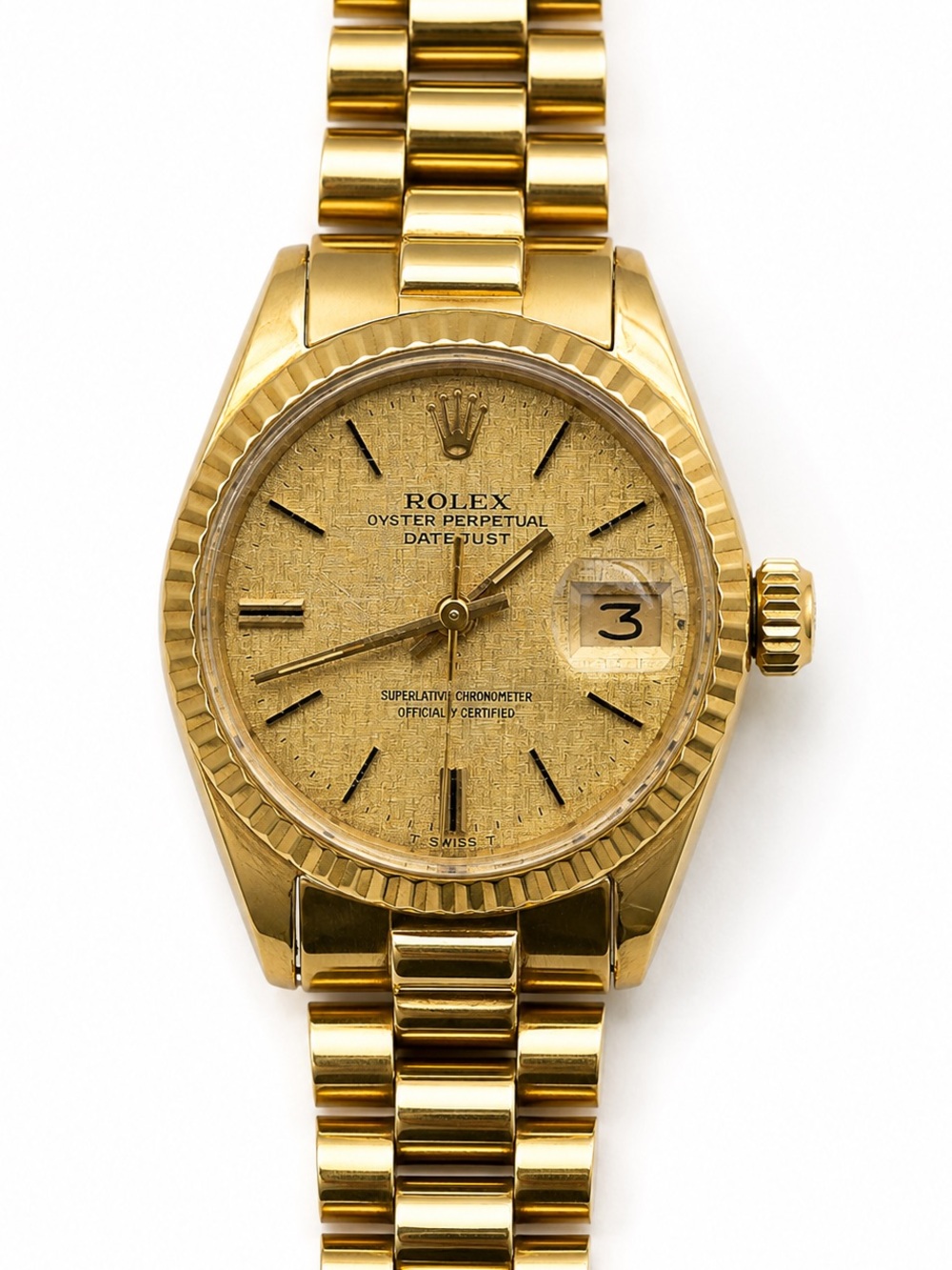 Rolex Datejust Ladies 26mm 18K Gold President Ref 6917 Champagne Dial Circa 1973